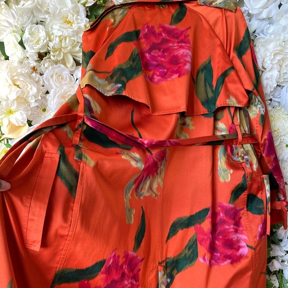 Vintage Lanvin Floral Silk Trench Coat - Picture 3 of 4